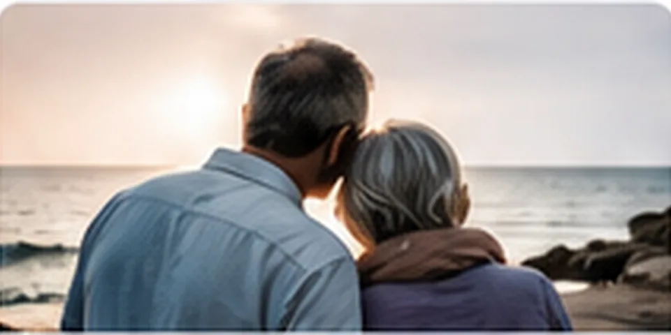 Couple retraité au bord de la mer
